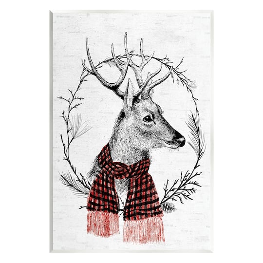Stupell Industries Deer Winter Botanical Wreath Wall Plaque Art